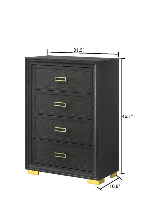 Pepe Black/Gold Upholstered Panel Bedroom Set - Ornate Home