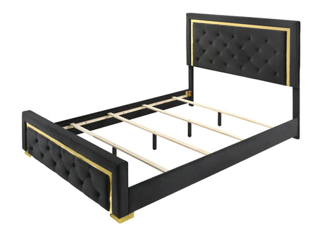 Pepe Black/Gold Upholstered Panel Bedroom Set - Ornate Home