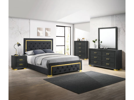 Pepe Black/Gold Upholstered Panel Bedroom Set - Ornate Home