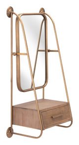 Peralta Brass & Brown Mirror Shelf