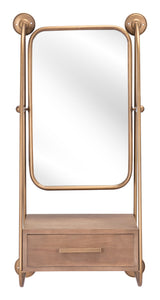 Peralta Brass & Brown Mirror Shelf