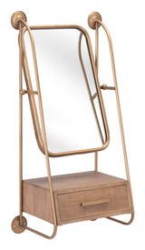 Peralta Brass & Brown Mirror Shelf