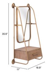 Peralta Brass & Brown Mirror Shelf