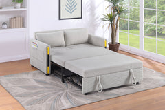 Percy Beige 55.5"W Teddy Velvet Sleeper Loveseat - Ornate Home