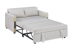 Percy Beige 55.5"W Teddy Velvet Sleeper Loveseat - Ornate Home