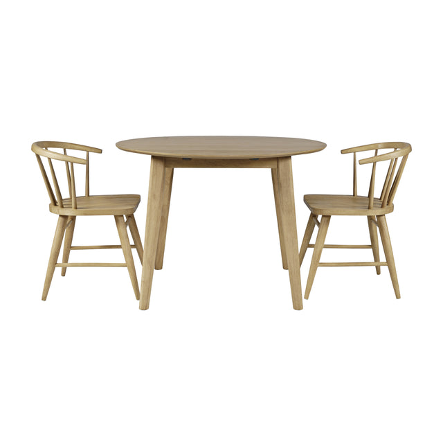 Percy Natural Drop Leaf Dining Table w/ 2 Fitz Chairs - Ornate Home
