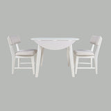 Percy White Drop Leaf Dining Table w/ 2 Beck Chairs - Ornate Home