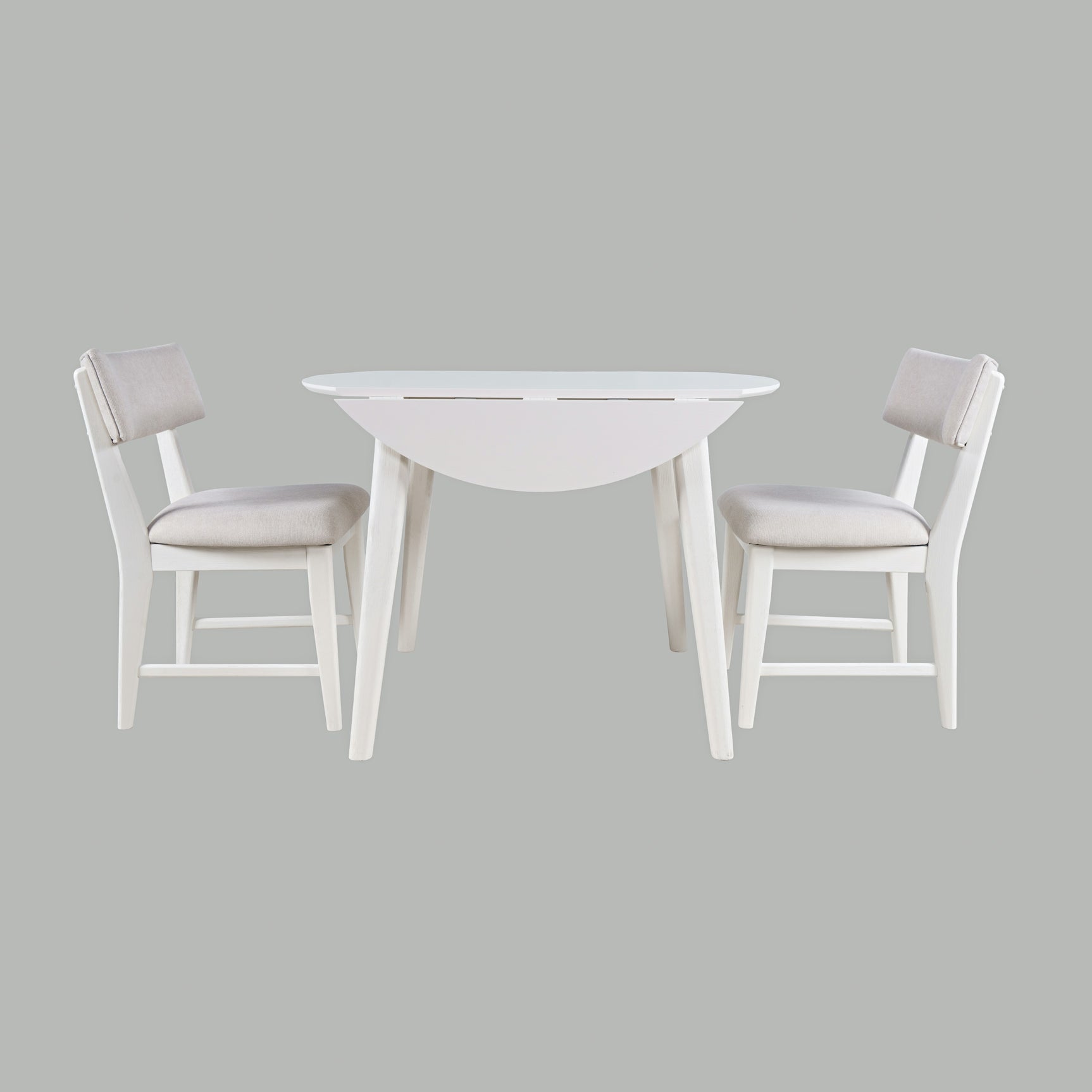 Percy White Drop Leaf Dining Table w/ 2 Beck Chairs - Ornate Home