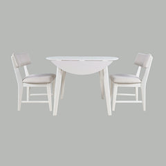 Percy White Drop Leaf Dining Table w/ 2 Beck Chairs - Ornate Home