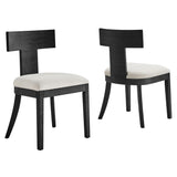 Peregrine Black/Heathered Weave Ivory Wood and Fabric Upholstered Dining Chairs (Set of 2) - Ornate Home