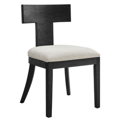 Peregrine Black/Heathered Weave Ivory Wood and Fabric Upholstered Dining Chairs (Set of 2) - Ornate Home