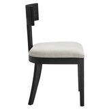 Peregrine Black/Heathered Weave Ivory Wood and Fabric Upholstered Dining Chairs (Set of 2) - Ornate Home