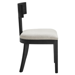 Peregrine Black/Heathered Weave Ivory Wood and Fabric Upholstered Dining Chairs (Set of 2) - Ornate Home
