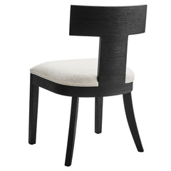 Peregrine Black/Heathered Weave Ivory Wood and Fabric Upholstered Dining Chairs (Set of 2) - Ornate Home
