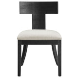 Peregrine Black/Heathered Weave Ivory Wood and Fabric Upholstered Dining Chairs (Set of 2) - Ornate Home
