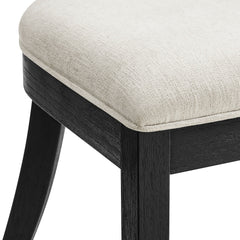 Peregrine Black/Heathered Weave Ivory Wood and Fabric Upholstered Dining Chairs (Set of 2) - Ornate Home