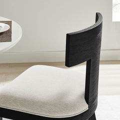 Peregrine Black/Heathered Weave Ivory Wood and Fabric Upholstered Dining Chairs (Set of 2) - Ornate Home