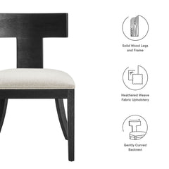 Peregrine Black/Heathered Weave Ivory Wood and Fabric Upholstered Dining Chairs (Set of 2) - Ornate Home