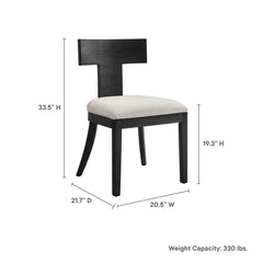 Peregrine Black/Heathered Weave Ivory Wood and Fabric Upholstered Dining Chairs (Set of 2) - Ornate Home
