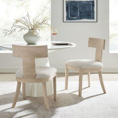 Peregrine Natural/Heathered Weave Ivory Wood and Fabric Upholstered Dining Chairs (Set of 2) - Ornate Home