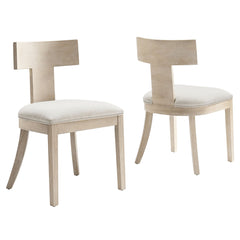 Peregrine Natural/Heathered Weave Ivory Wood and Fabric Upholstered Dining Chairs (Set of 2) - Ornate Home