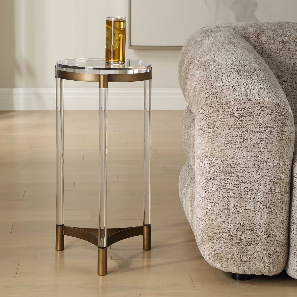 Pereira Bronze Round Acrylic Accent Table - Ornate Home
