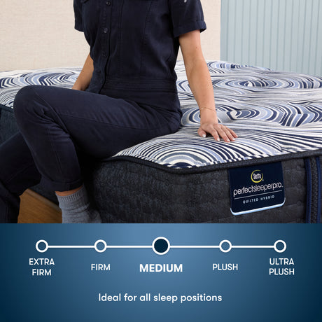 Perfect Sleeper Pro Dublin 14" Dark Blue/White Latex Hybrid Cal King Medium Mattress - Ornate Home
