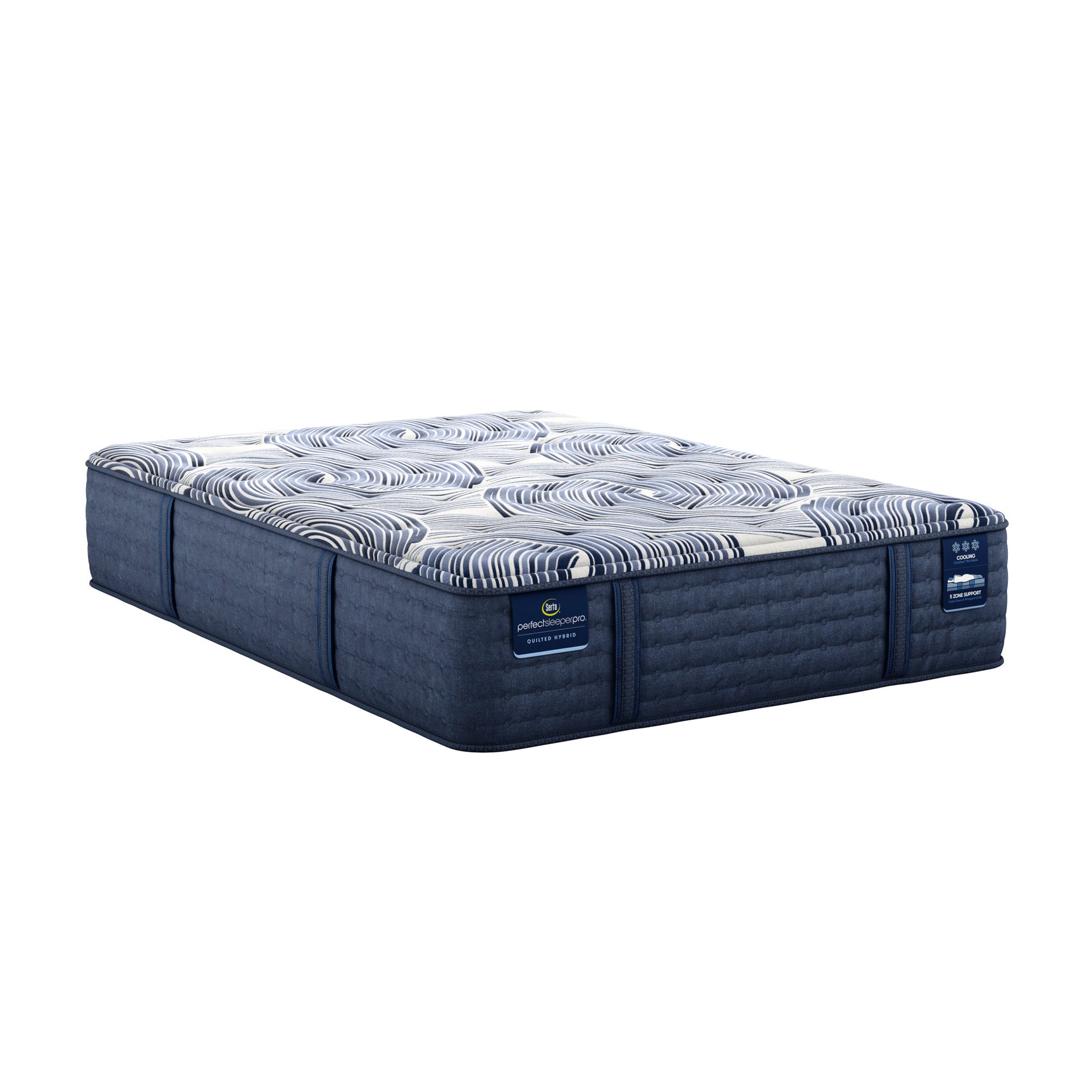 Perfect Sleeper Pro Dublin 14" Dark Blue/White Latex Hybrid Twin XL Medium Mattress - Ornate Home