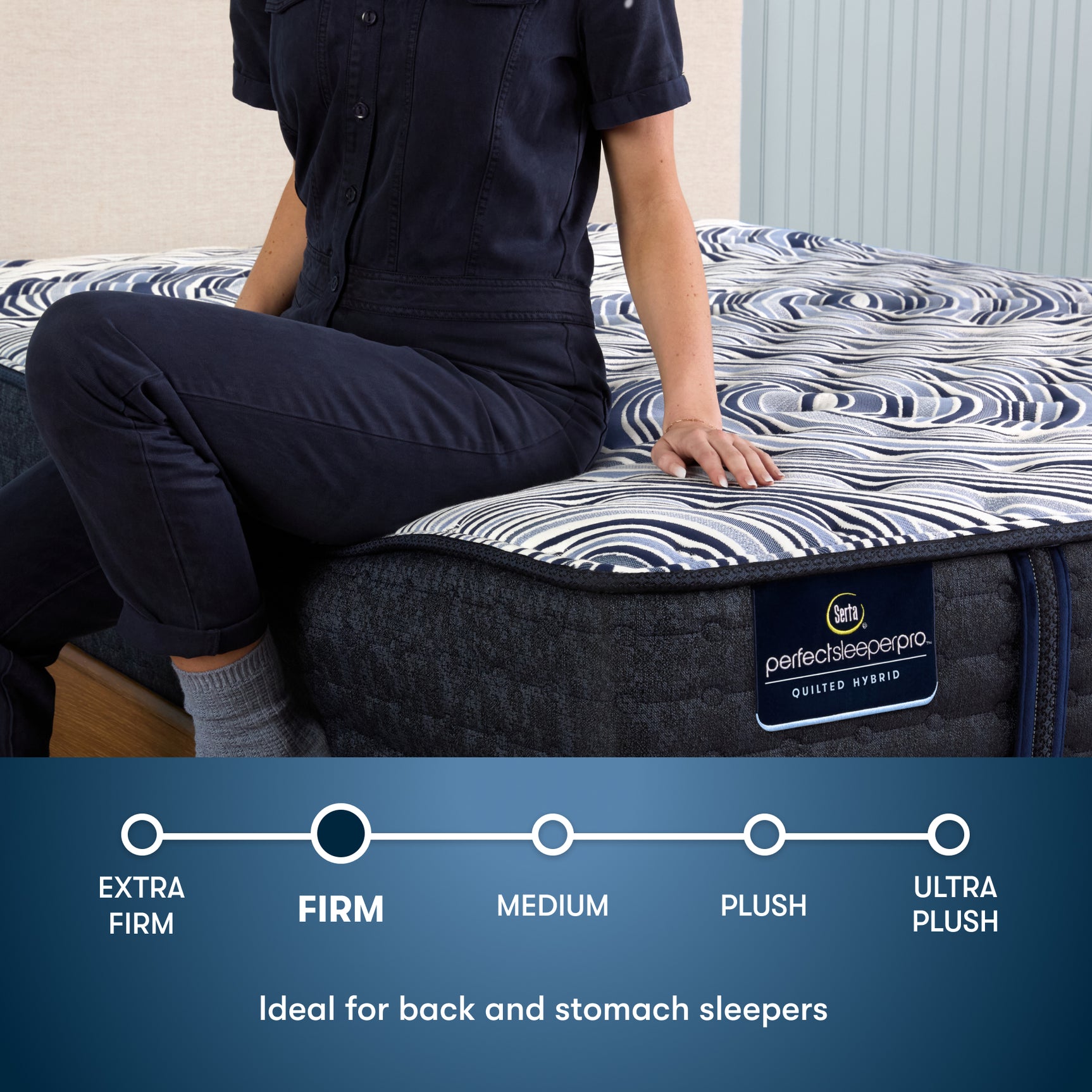 Perfect Sleeper Pro Geneva 13.5" Dark Blue/White Latex Hybrid Twin XL Firm Mattress - Ornate Home