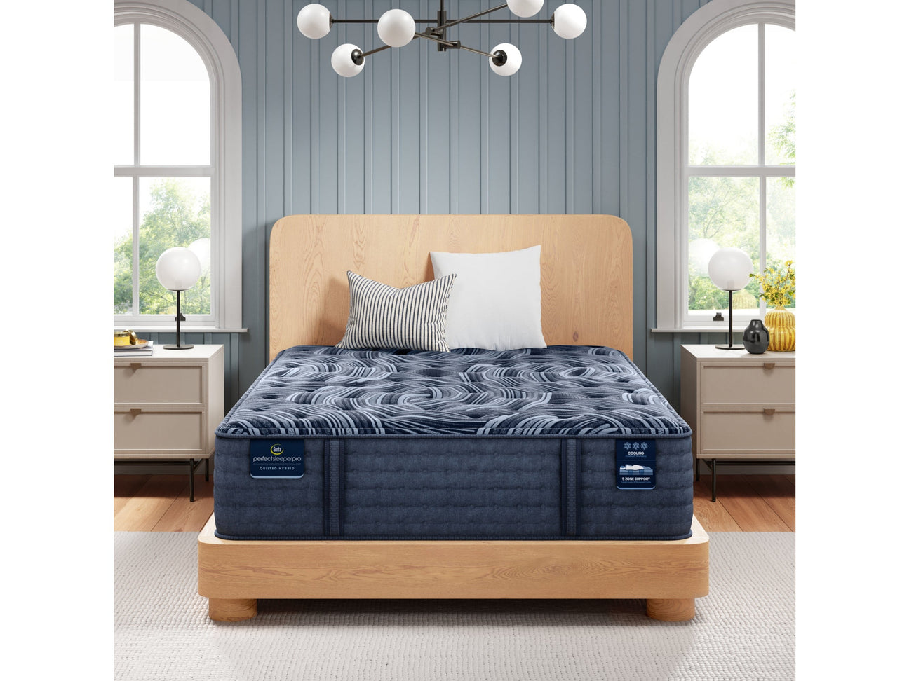 Perfect Sleeper Pro New Paris Dark Blue 15" Twin XL Latex Hybrid Medium Mattress - Ornate Home