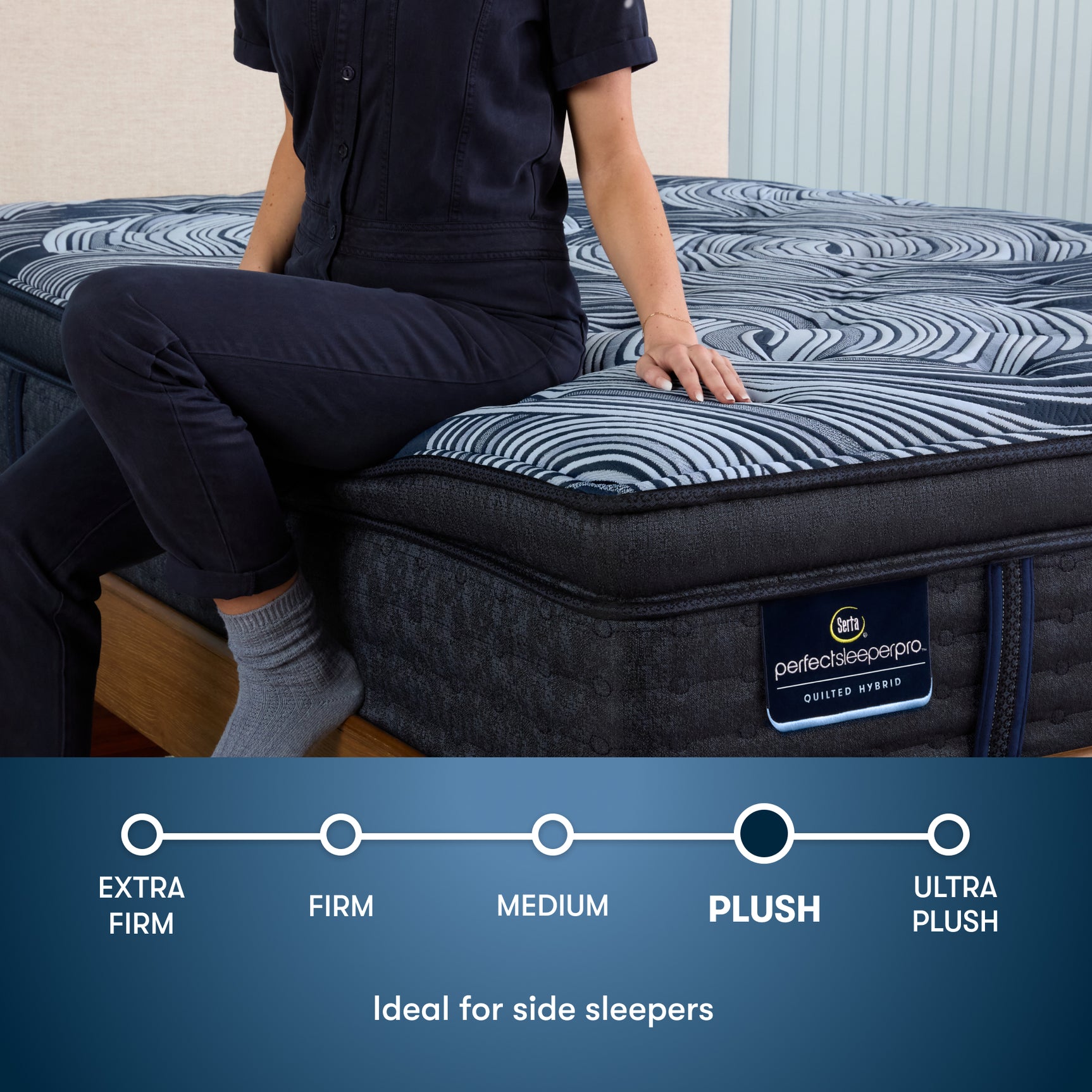Perfect Sleeper Pro Valais 15" Dark Blue Latex Hybrid King Plush Pillow Top Mattress - Ornate Home