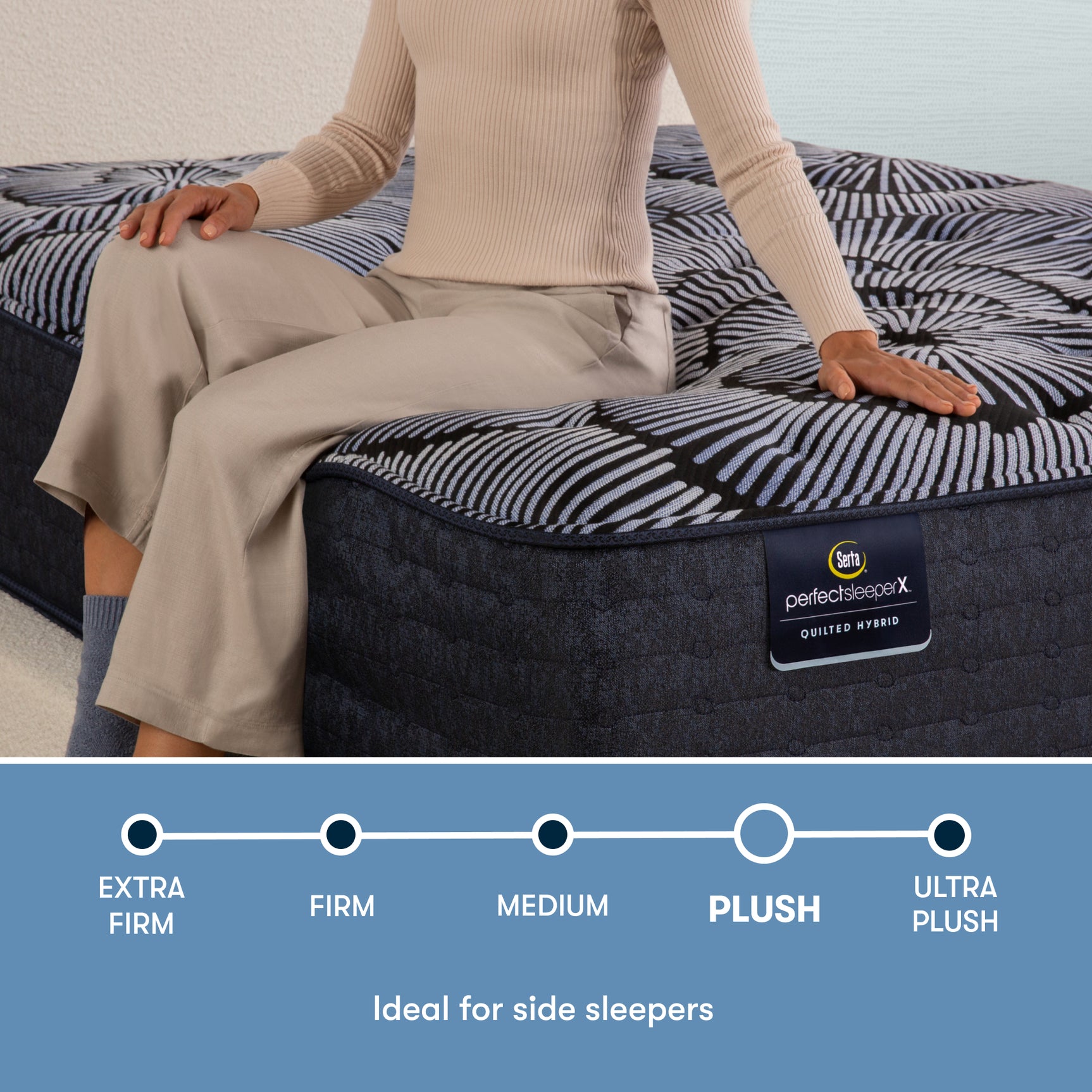 Perfect Sleeper X Excelled 14.25" Dark Blue/Black Hybrid Queen Plush Mattress - Ornate Home
