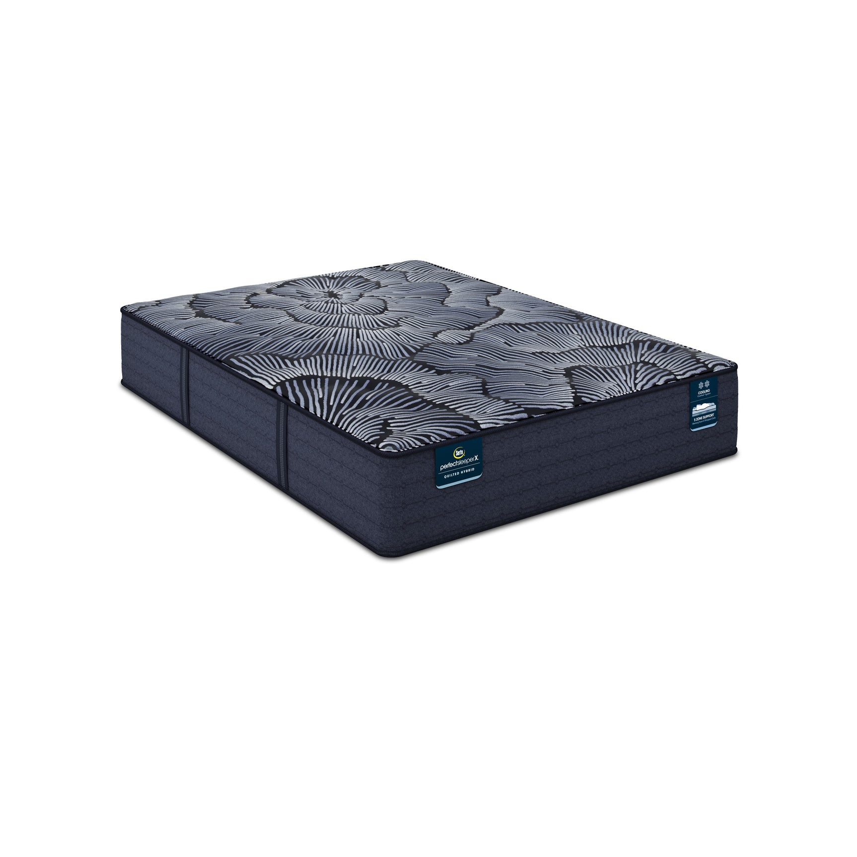 Perfect Sleeper X Excelled 14.25" Dark Blue/Black Hybrid Queen Plush Mattress - Ornate Home