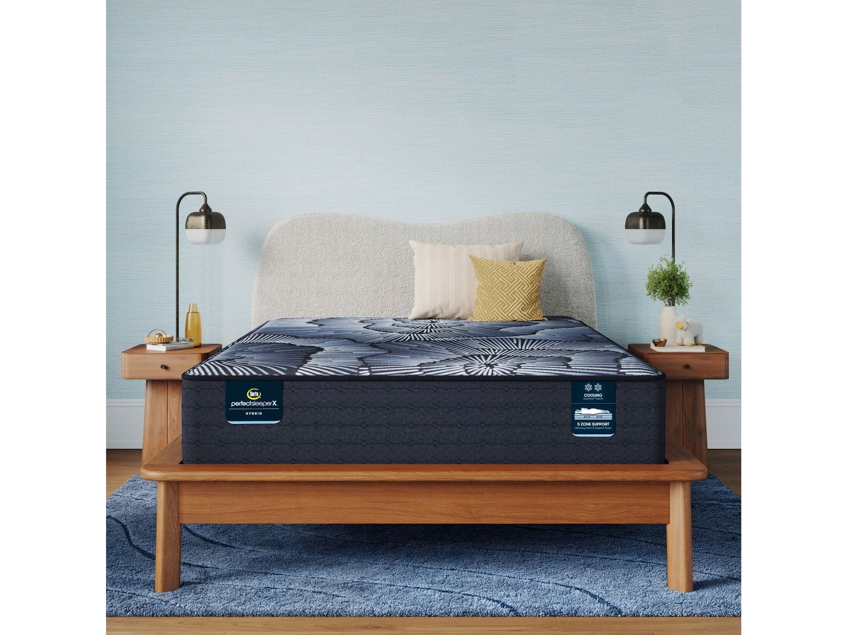 Perfect Sleeper X Kendall 13" Dark Blue/Black Hybrid Full Medium Mattress - Ornate Home