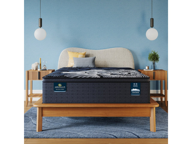 Perfect Sleeper X Max 15" Dark Blue/Black Hybrid Twin XL Plush Pillow Top Mattress - Ornate Home