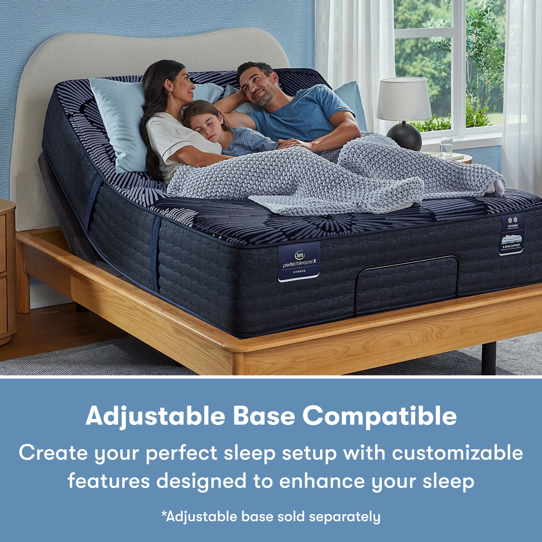 Perfect Sleeper X Prescott 14" Dark Blue/Black Hybrid King Medium Firm Mattress - Ornate Home