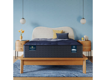 Perfect Sleeper X Prescott 14" Dark Blue/Black Hybrid Queen Medium Firm Mattress - Ornate Home