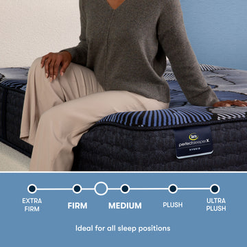 Perfect Sleeper X Prescott 14" Dark Blue/Black Hybrid Queen Medium Firm Mattress - Ornate Home