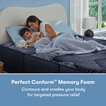 Perfect Sleeper X Prescott 14" Dark Blue/Black Hybrid Queen Medium Firm Mattress - Ornate Home