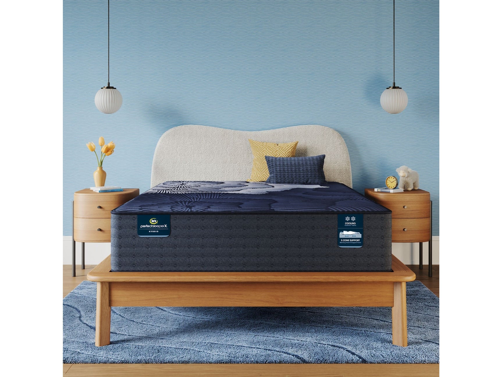 Perfect Sleeper X Prescott 14" Dark Blue/Black Hybrid Twin XL Medium Firm Mattress - Ornate Home