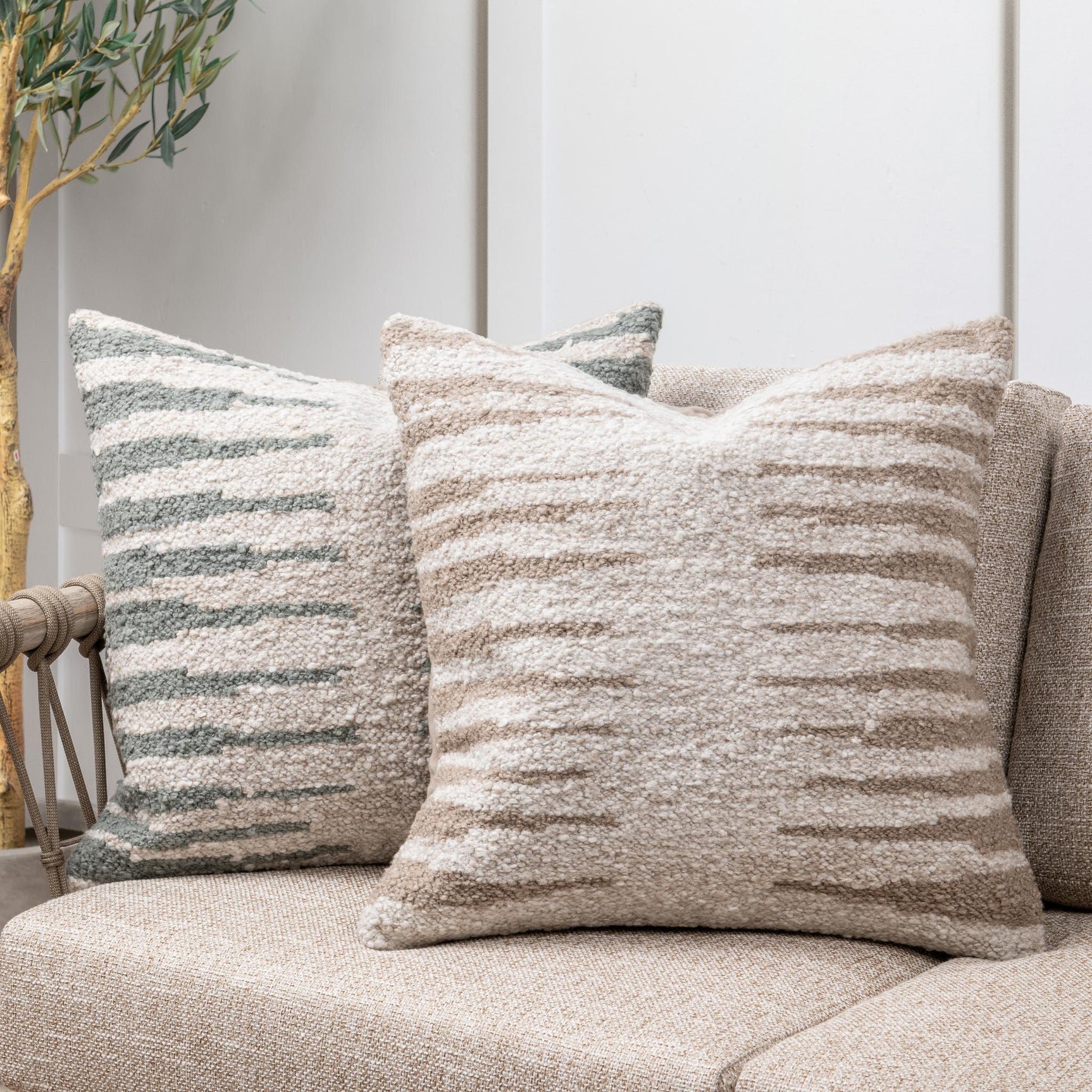 Performance Kiran Natural 22x22 Throw Pillow (Set of 2) - Ornate Home