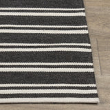 Performance Palma Charcoal/Ivory Stripe Rug - Ornate Home