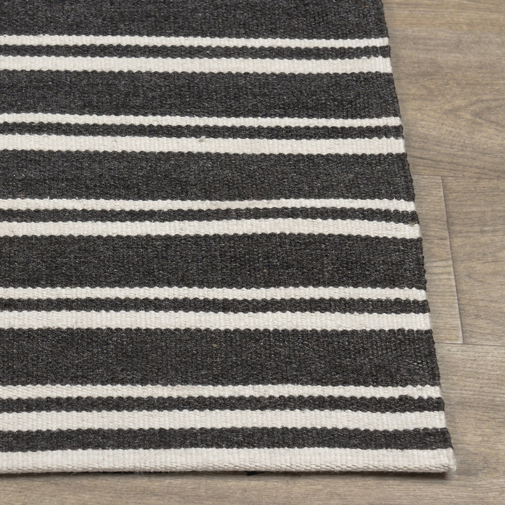 Performance Palma Charcoal/Ivory Stripe Rug - Ornate Home
