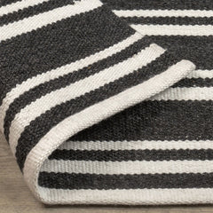 Performance Palma Charcoal/Ivory Stripe Rug - Ornate Home