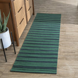 Performance Palma Deep Blue/Green Stripe Rug - Ornate Home