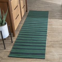 Performance Palma Deep Blue/Green Stripe Rug - Ornate Home