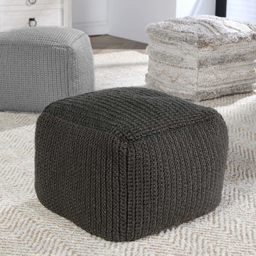 Performance Prism Dark Gray Pouf - Ornate Home