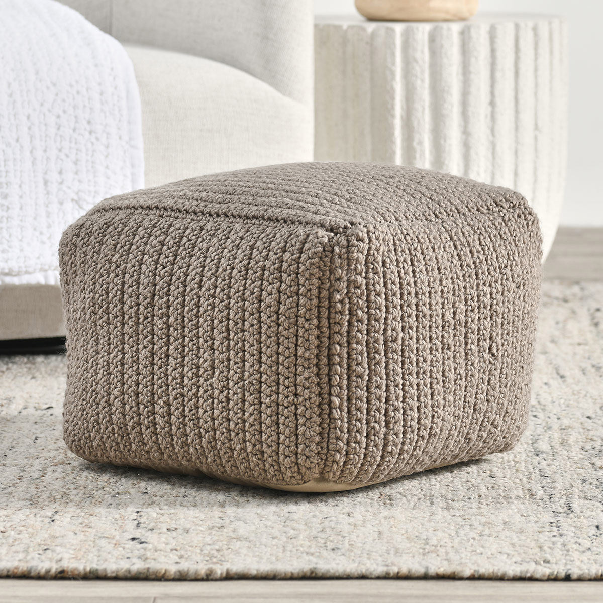 Performance Prism Natural Pouf - Ornate Home