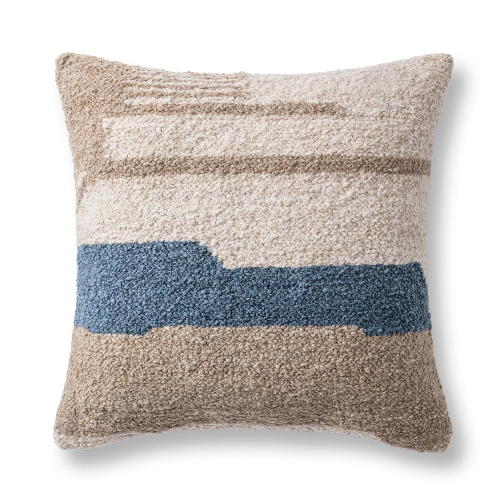 Performance Sita Blue Sea/ Natural 22x22 Throw Pillow (Set of 2) - Ornate Home