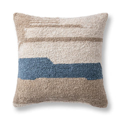 Performance Sita Blue Sea/ Natural 22x22 Throw Pillow (Set of 2) - Ornate Home